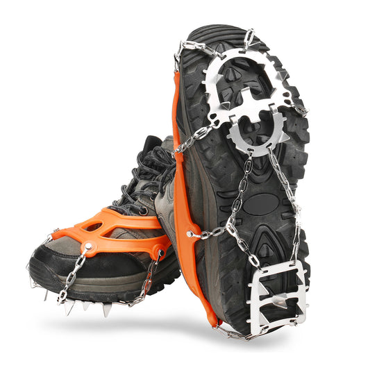 18-Zahn Steigeisen für Bergschuhe, Edelstahl Anti-Rutsch Schuhspikes für Trekking