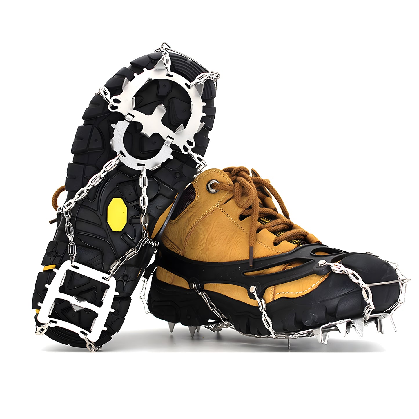 18-Zahn Steigeisen für Bergschuhe, Edelstahl Anti-Rutsch Schuhspikes für Trekking