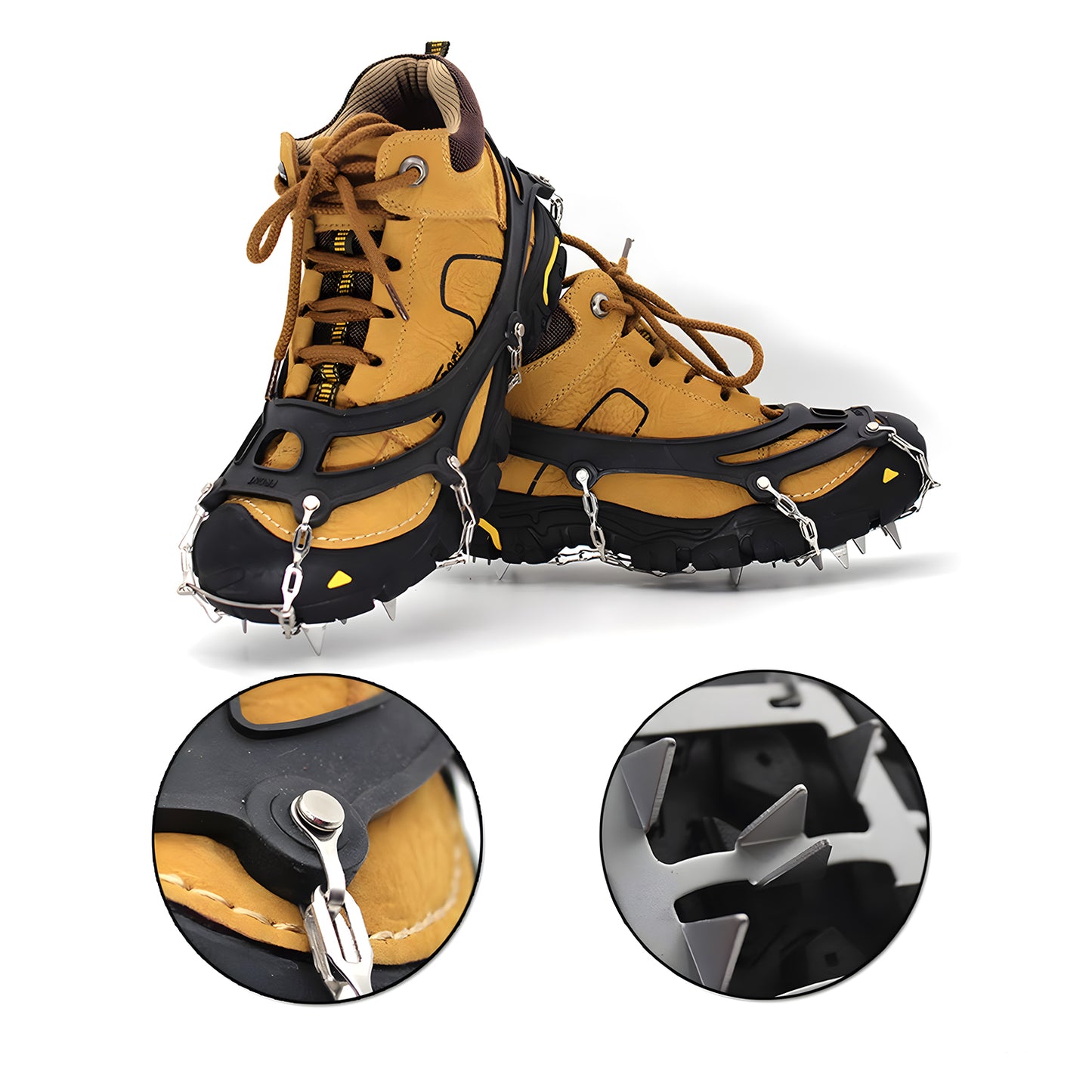 18-Zahn Steigeisen für Bergschuhe, Edelstahl Anti-Rutsch Schuhspikes für Trekking
