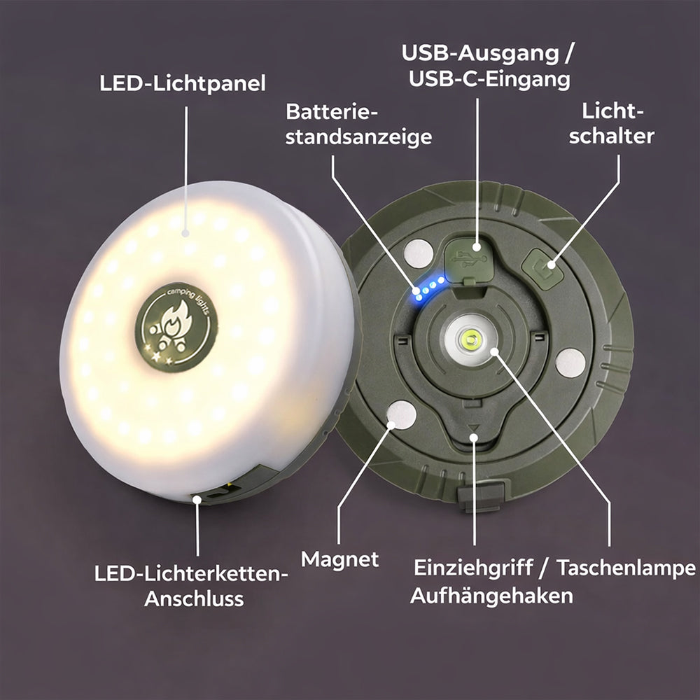 Camping Lichterkette Aufrollbar LED USB Wiederaufladbar