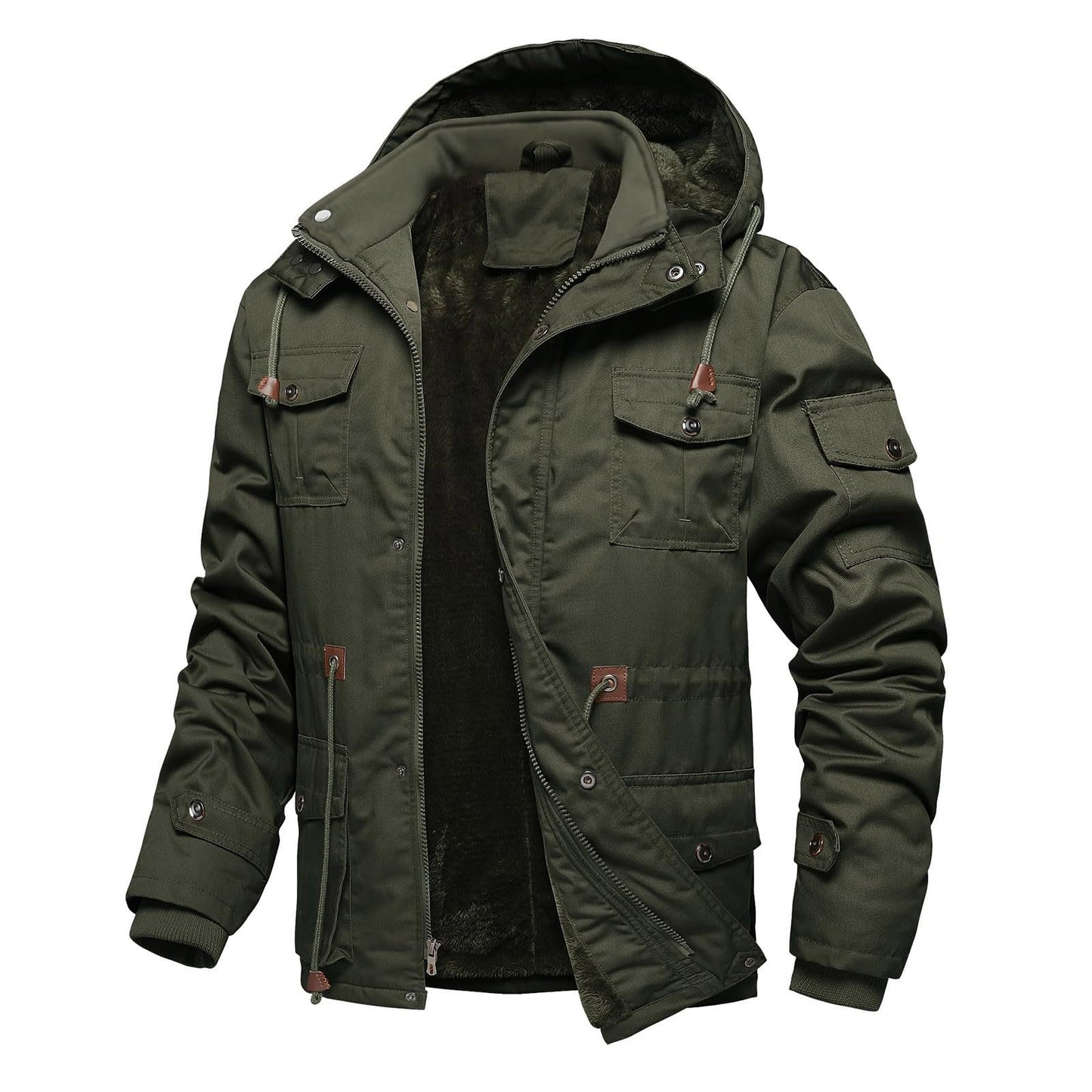 Dicke Winterjacke für Herren|Arbeitsmantel mit abnehmbarer Kapuze