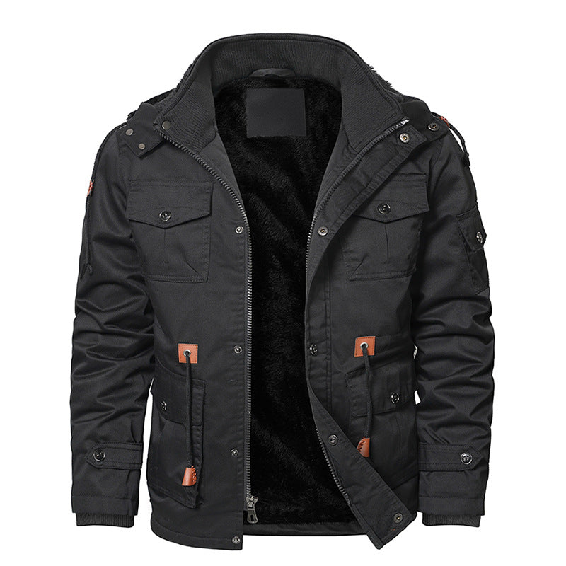 Dicke Winterjacke für Herren|Arbeitsmantel mit abnehmbarer Kapuze