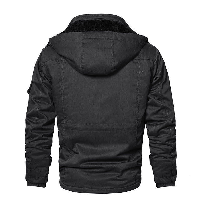 Dicke Winterjacke für Herren|Arbeitsmantel mit abnehmbarer Kapuze