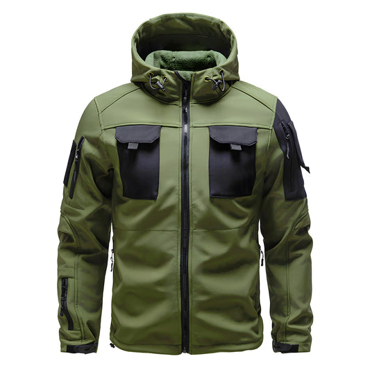 Herren Outdoor Taktische Jacke | Wasserdichte Wanderjacke mit Kapuze