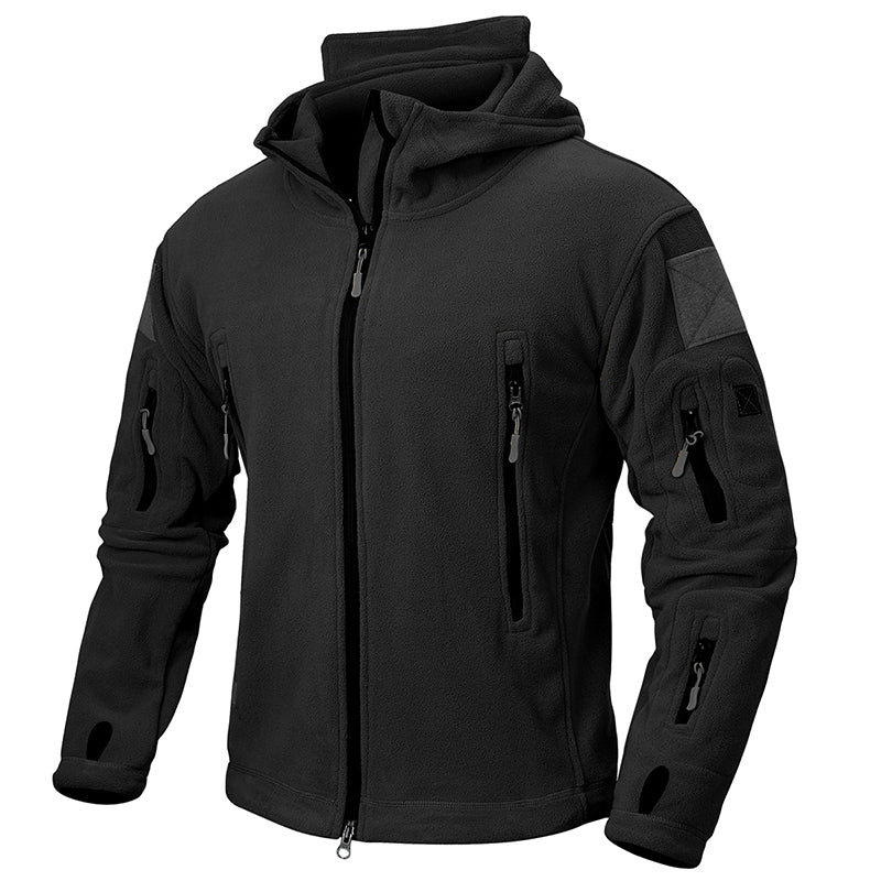 Herren Taktische Fleece Kapuzenjacke Winter Warm Mit Voller Reißverschluss Outdoor Wandern Jacke