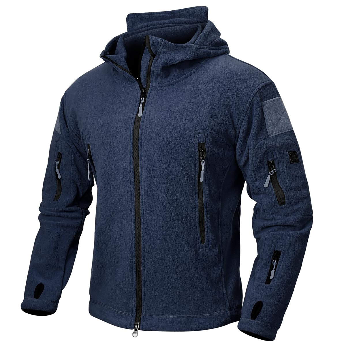 Herren Taktische Fleece Kapuzenjacke Winter Warm Mit Voller Reißverschluss Outdoor Wandern Jacke