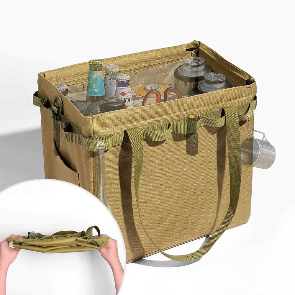 camping lebensmittel aufbewahren Klappbare Camping Aufbewahrungsbox mit Metallrahmen – Organizer für Outdoor Zubehör