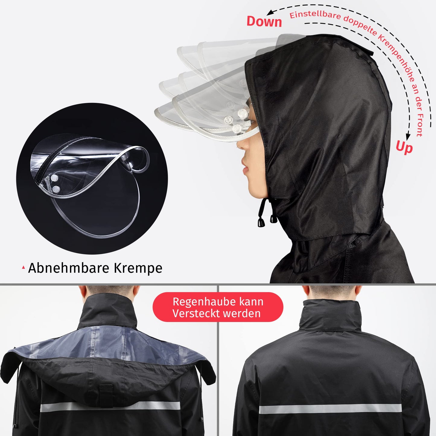 Leichte Outdoor Regenjacke Wasserdichter Anzug mit Kapuze