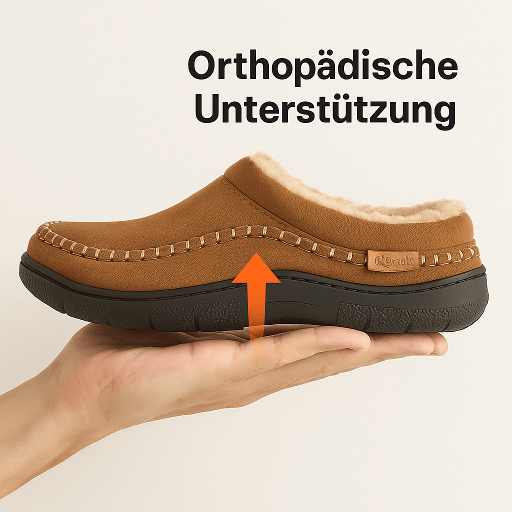 Orthopädische Herren Hausschuhe – Warm & mit Fußgewölbestütze