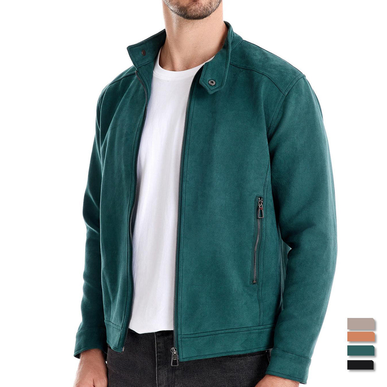 Stehkragen Wildleder Truckerjacke für Herren