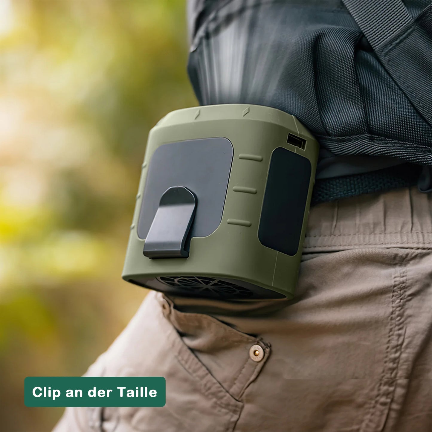 Tragbarer Taillen Ventilator mit LED Licht wiederaufladbar 8000 mAh für Outdoor