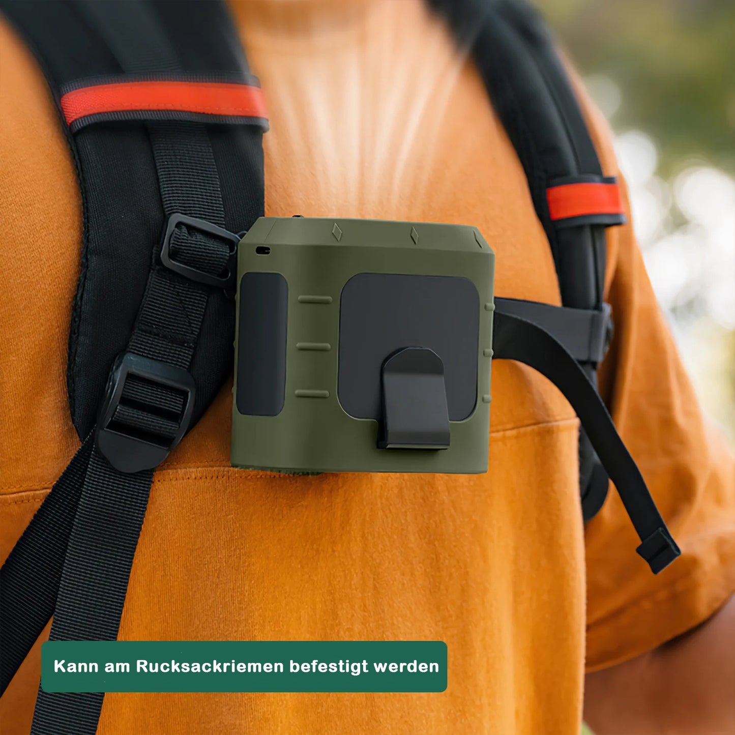 Tragbarer Taillen Ventilator mit LED Licht wiederaufladbar 8000 mAh für Outdoor