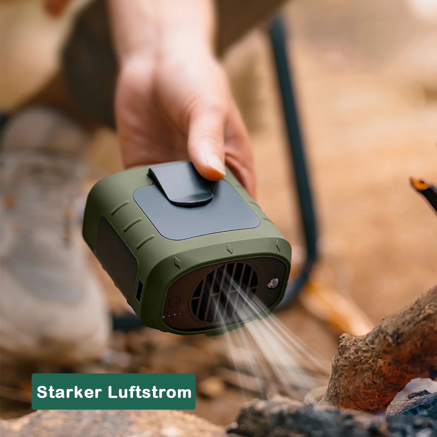 Tragbarer Taillen Ventilator mit LED Licht wiederaufladbar 8000 mAh für Outdoor