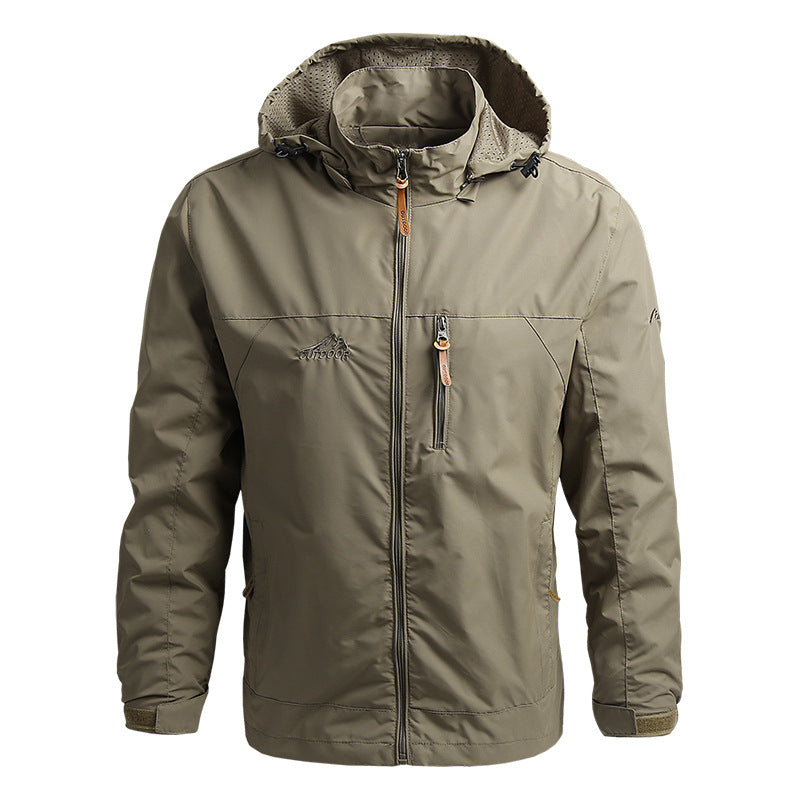 Herren Outdoor Jacke mit Kapuze Winddichte und Wasserdichte
