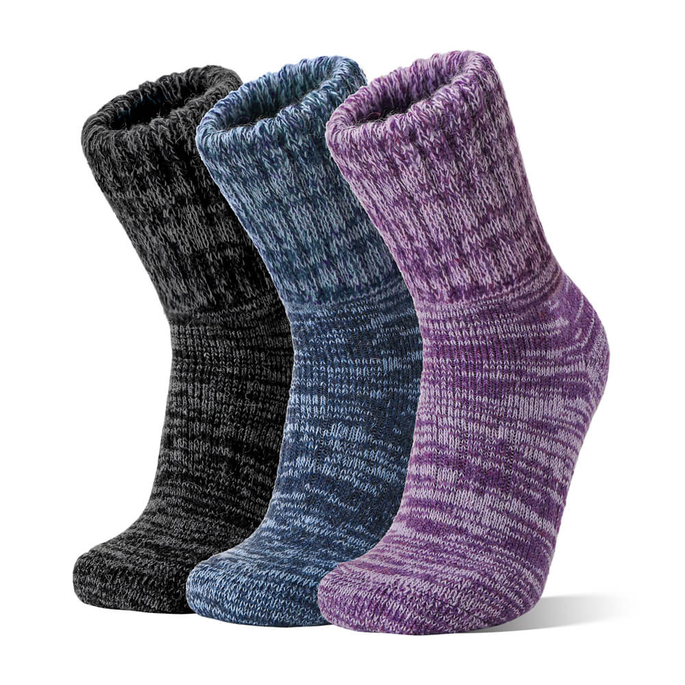 3 Paar Damen Merino Stricksocken – Warme Wollsocken für Winter