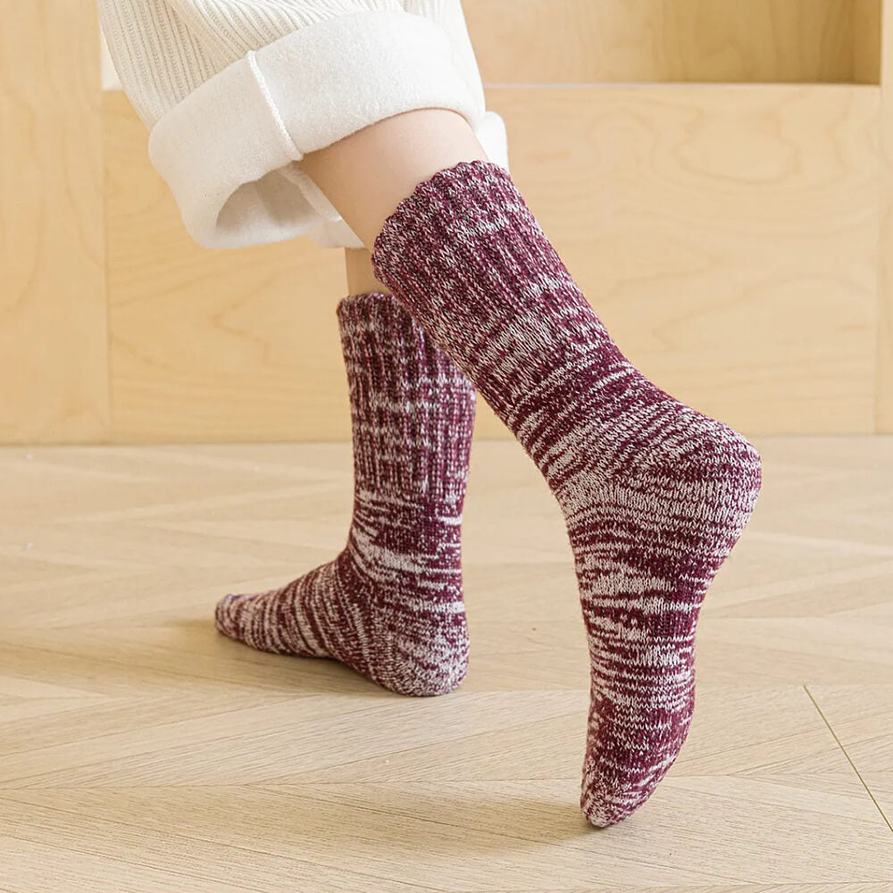 3 Paar Damen Merino Stricksocken – Warme Wollsocken für Winter
