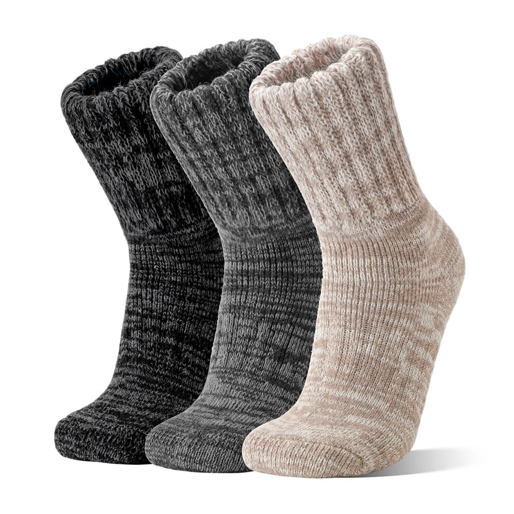 3 Paar Damen Merino Stricksocken – Warme Wollsocken für Winter