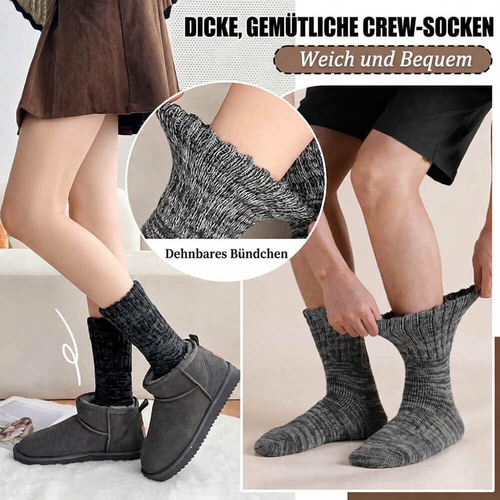 3 Paar Damen Merino Stricksocken – Warme Wollsocken für Winter