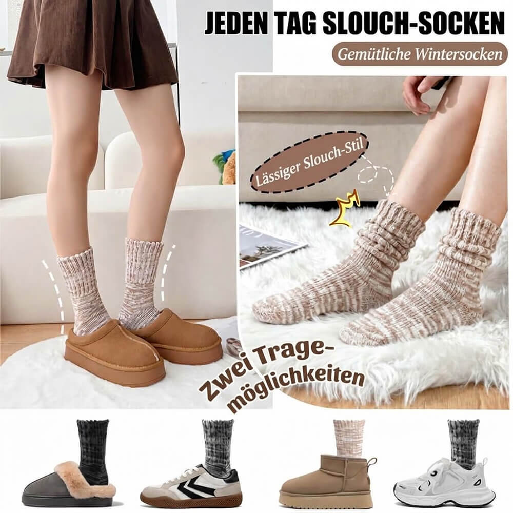 3 Paar Damen Merino Stricksocken – Warme Wollsocken für Winter