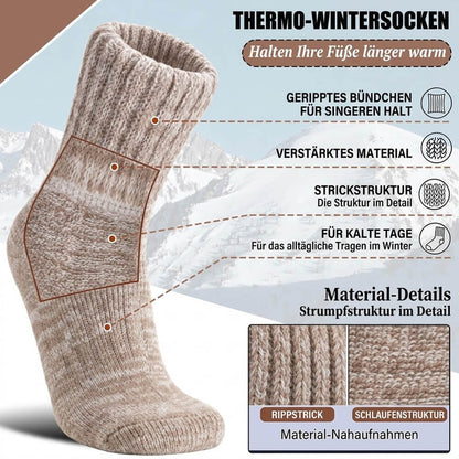 3 Paar Damen Merino Stricksocken – Warme Wollsocken für Winter