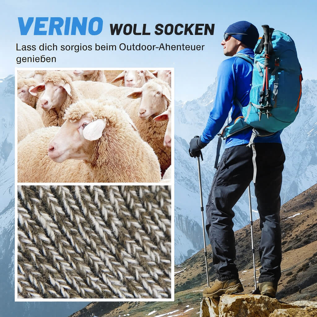 5 Paar Merino Wollsocken Herren – Extra Dicke Thermo Wander- & Wintersocken für Kaltes Wetter