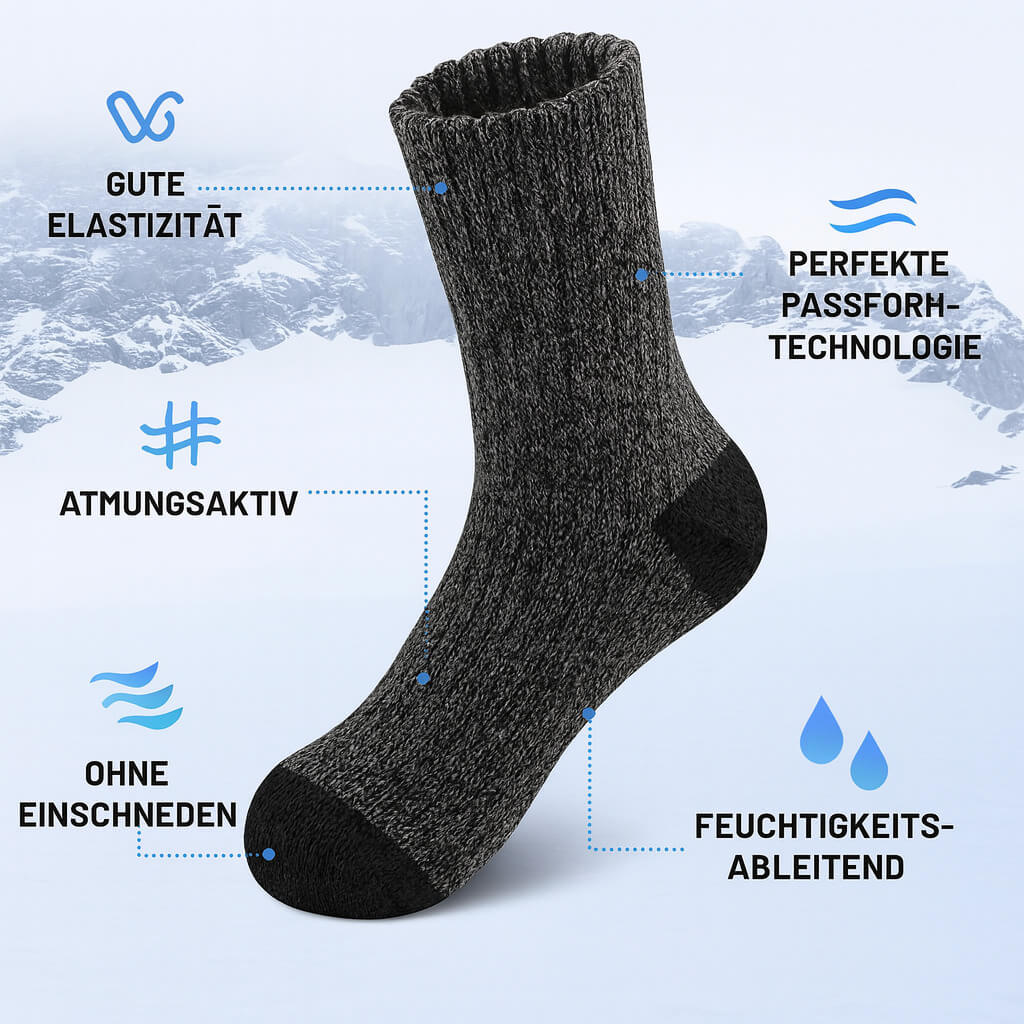5 Paar Merino Wollsocken Herren – Extra Dicke Thermo Wander- & Wintersocken für Kaltes Wetter