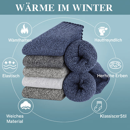 5 Paar Herren Merino Thermosocken – Warme Wollsocken für Winter & Outdoor