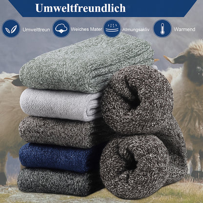 5 Paar Herren Merino Thermosocken – Warme Wollsocken für Winter & Outdoor