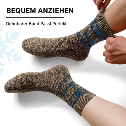 5 Paar Merino Wollsocken Herren – Extra Dicke Thermo Wander- & Wintersocken für Kaltes Wetter