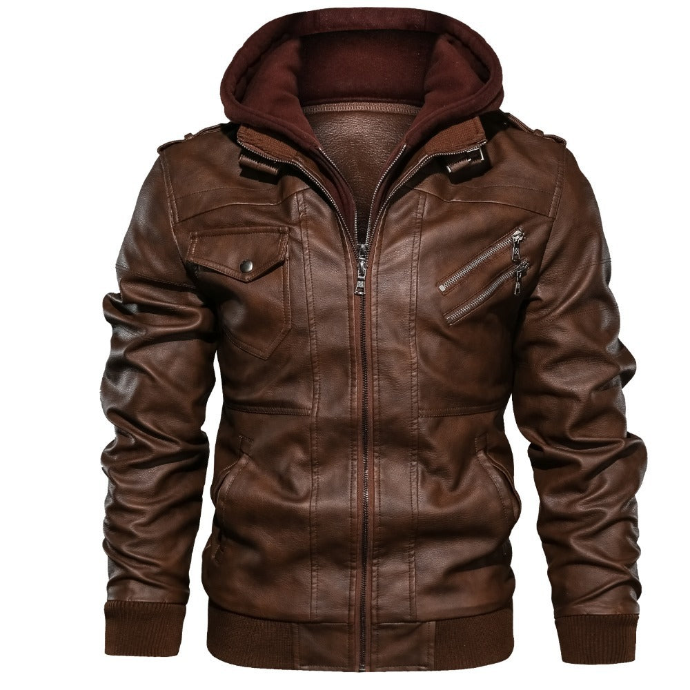 Bomberjacke für Herren im Vintage-Stil mit Stehkragen und abnehmbarer Kapuze