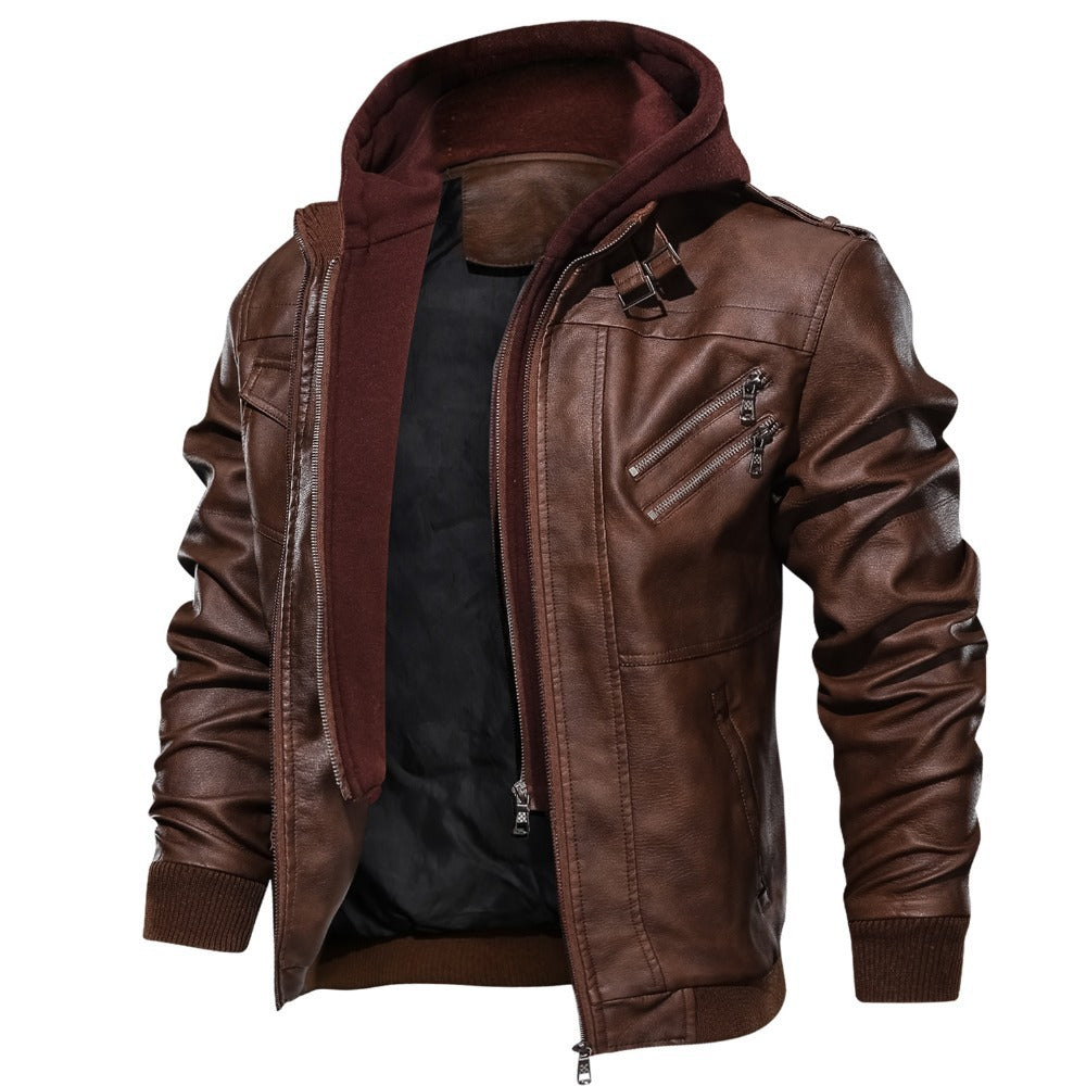 Bomberjacke für Herren im Vintage-Stil mit Stehkragen und abnehmbarer Kapuze