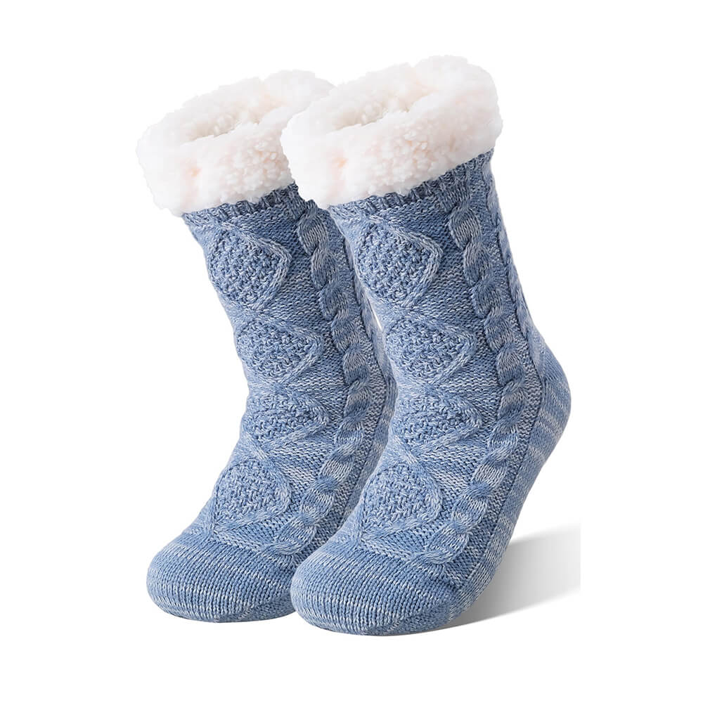 Damen Anti Rutsch Hüttensocken – Dicke Wintersocken mit Fleecefutter