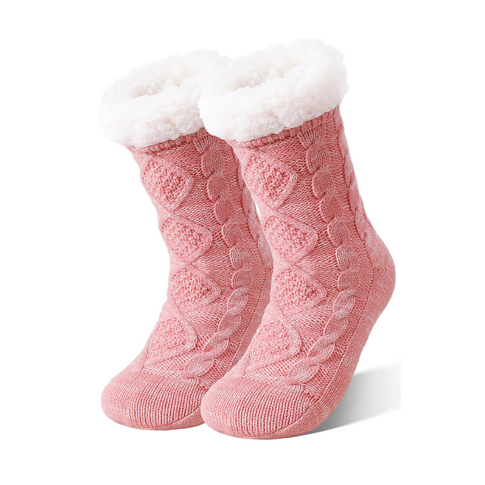 Damen Anti Rutsch Hüttensocken – Dicke Wintersocken mit Fleecefutter