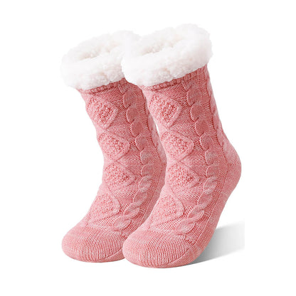 Damen Anti Rutsch Hüttensocken – Dicke Wintersocken mit Fleecefutter
