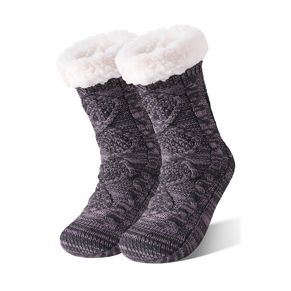Damen Anti Rutsch Hüttensocken – Dicke Wintersocken mit Fleecefutter