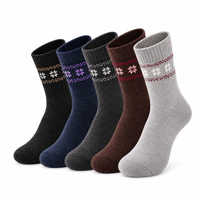 Damen Dicke Wintersocken aus Wollmischung – 5 Paar
