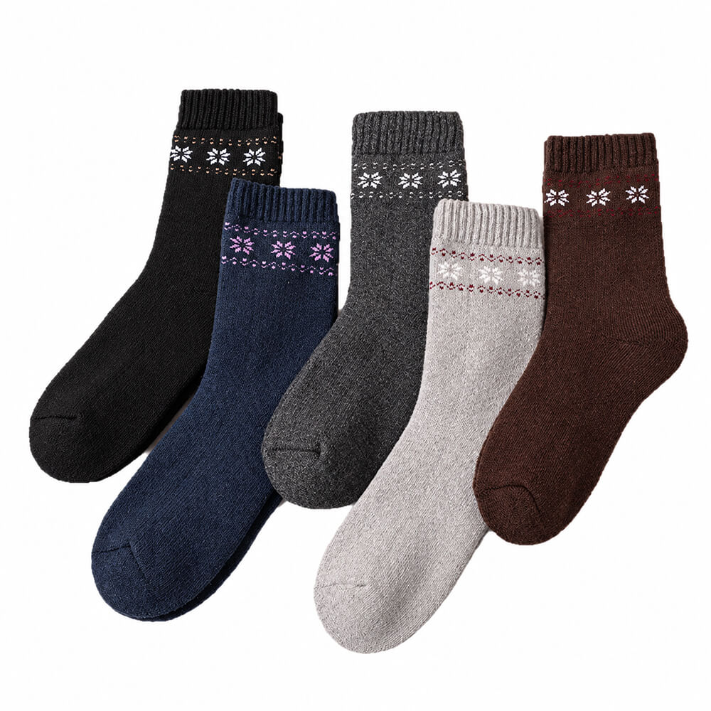 Damen Dicke Wintersocken aus Wollmischung – 5 Paar