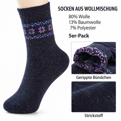 Damen Dicke Wintersocken aus Wollmischung – 5 Paar