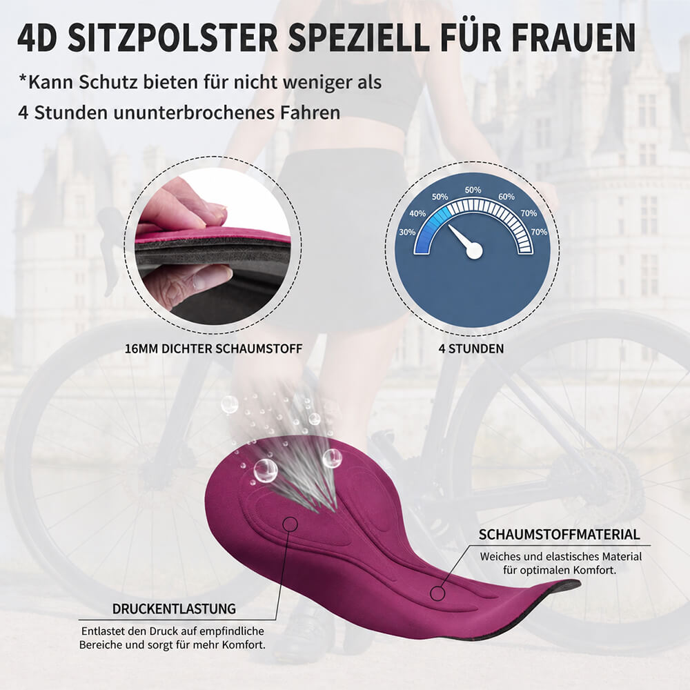 Damen Fahrradröckchen mit 4D Polstershorts – Atmungsaktiv, Schnell trocknend