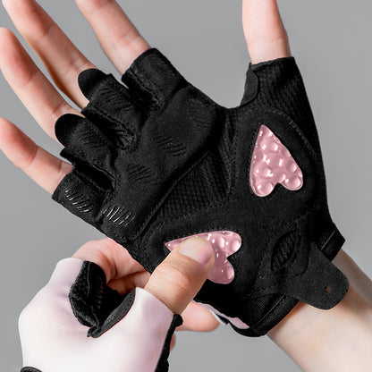 Damen Kurzfinger Fitnesshandschuhe mit Silikondämpfung