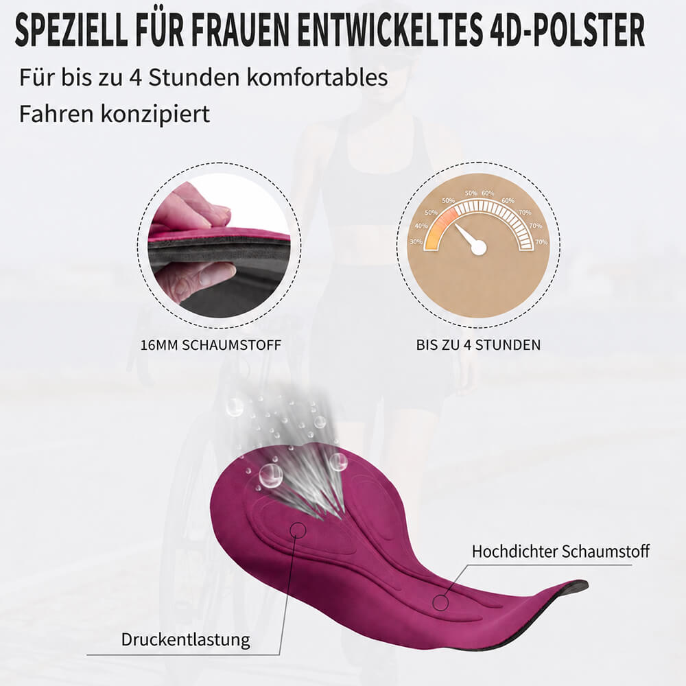 Damen 2-in-1 MTB Fahrradhose mit 4D Sitzpolster – Atmungsaktiv & Schnelltrocknend