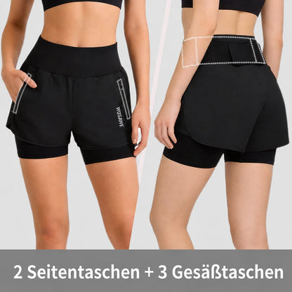 Damen 2-in-1 MTB Fahrradhose mit 4D Sitzpolster – Atmungsaktiv & Schnelltrocknend