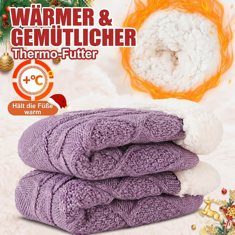 Damen Anti Rutsch Hüttensocken – Dicke Wintersocken mit Fleecefutter