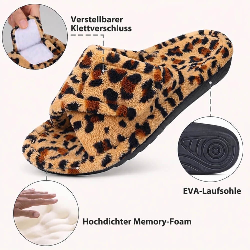 Damen Hausschuhe mit Fußgewölbestütze – Weicher Memory Foam & verstellbare Passform