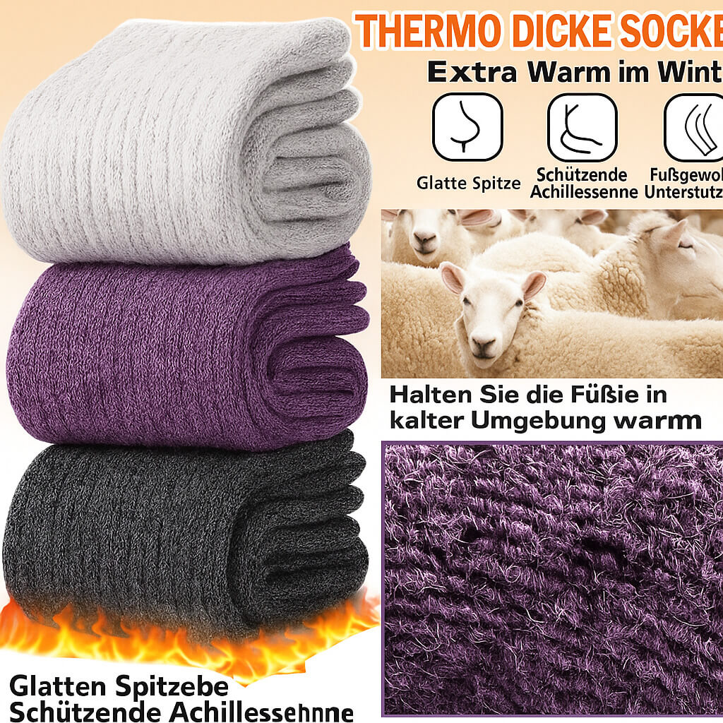 Thermosocken Damen 5 Paar – Warme & Dicke Wintersocken, Weich und Atmungsaktiv – Einheitsgröße 36–42