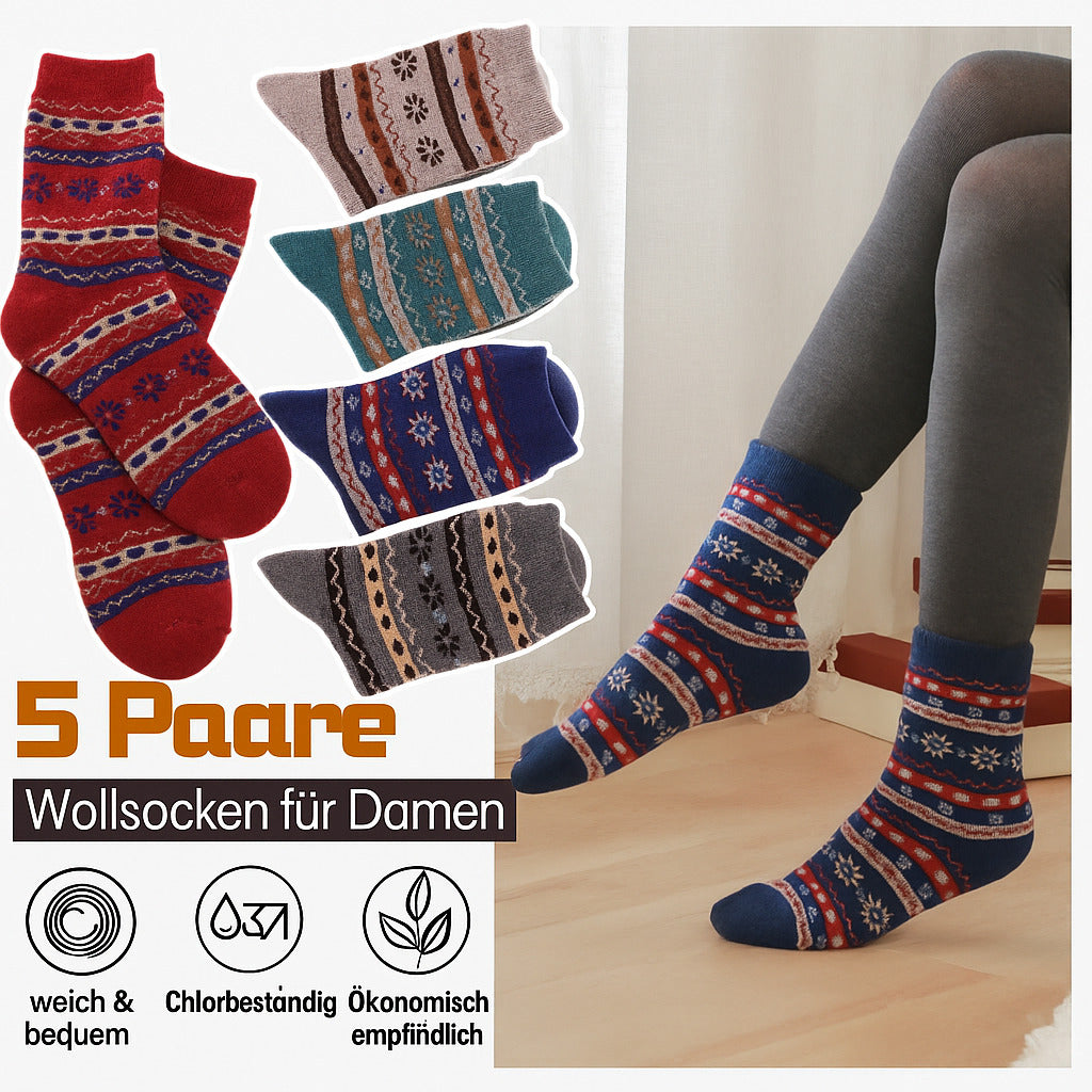 Thermosocken Damen 5 Paar – Warme & Dicke Wintersocken, Weich und Atmungsaktiv – Einheitsgröße 36–42