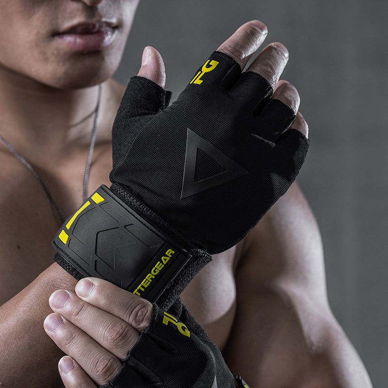 Fitnesshandschuhe mit 40 cm Handgelenkbandage – Halbfinger Trainingshandschuhe