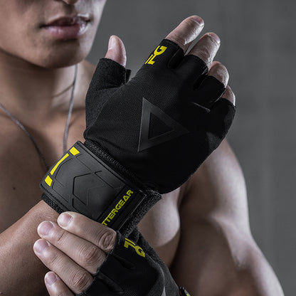 Fitnesshandschuhe mit 40 cm Handgelenkbandage – Halbfinger Trainingshandschuhe