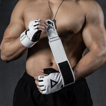 Fitnesshandschuhe mit 40 cm Handgelenkbandage – Halbfinger Trainingshandschuhe