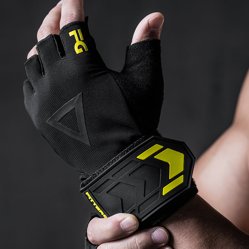 Fitnesshandschuhe mit 40 cm Handgelenkbandage – Halbfinger Trainingshandschuhe